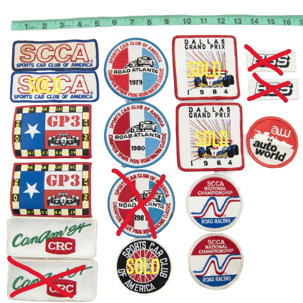 Vintage Auto Racing Patches Badges SCCA CanAm BBS